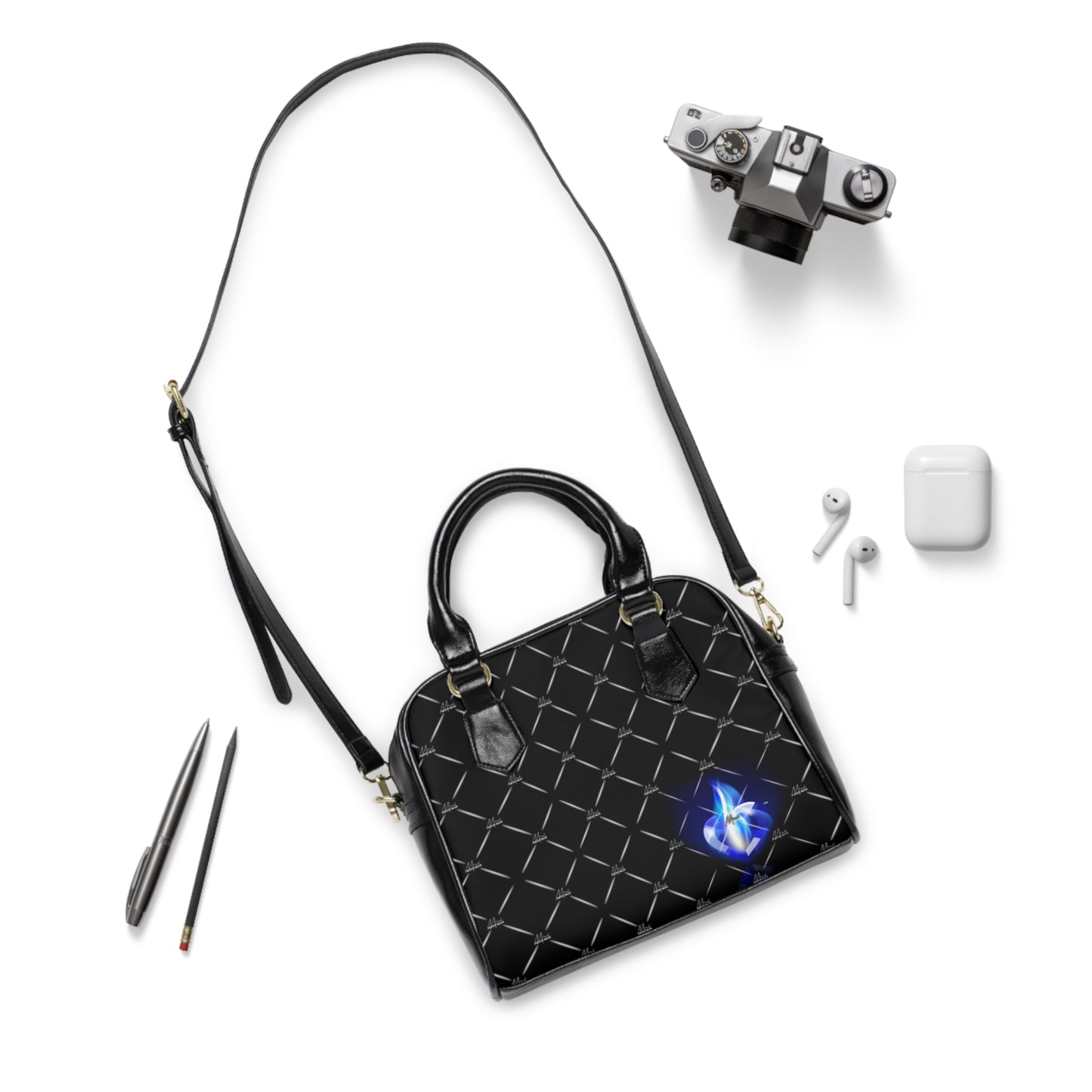 Multi-Pattern A Bampire's Heart, MIND NIGHT BLUE Schultertasche (Schwarz)
