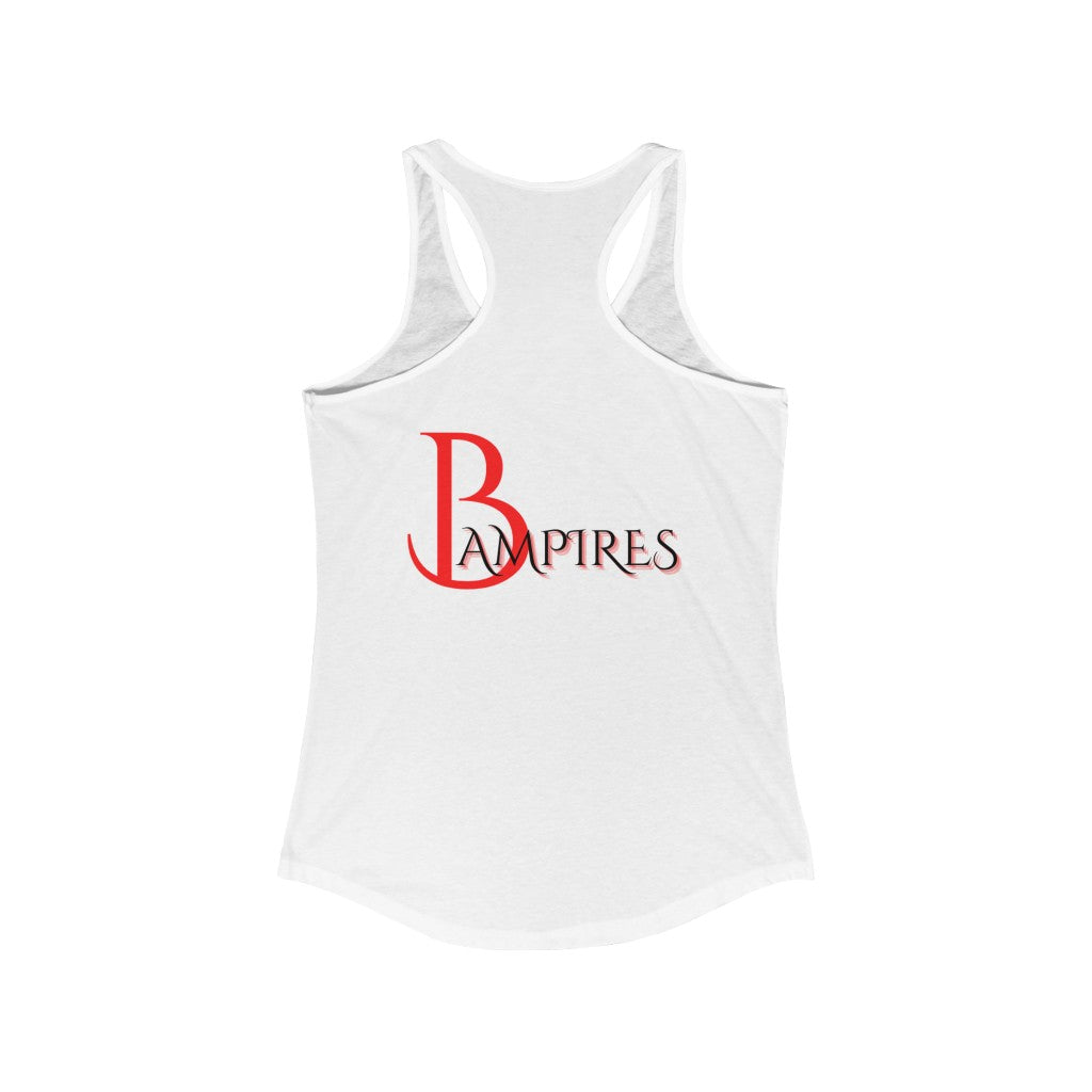 Schwarz/weißes ideales Racerback-Tanktop für Damen mit rotem Bampire-Logo