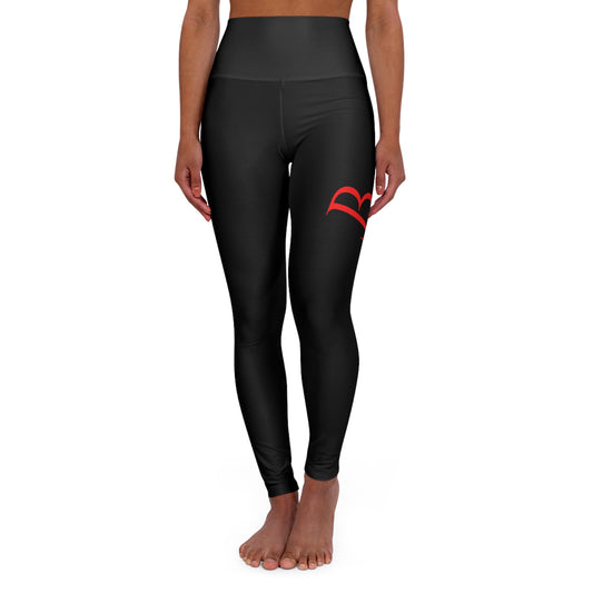 Black High Waisted Yoga Leggings with Red Bampire logo