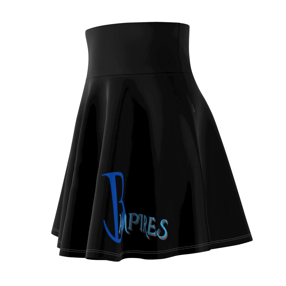 Black with Blue Bampire Logo Women's Skater Skirt