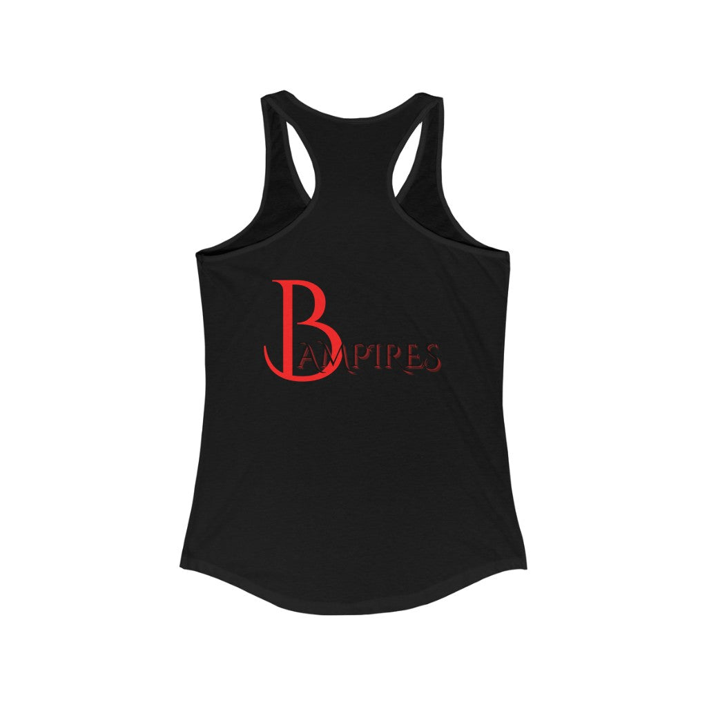 Black/White Women's Ideal Racerback Tank with Red Bampire Logo