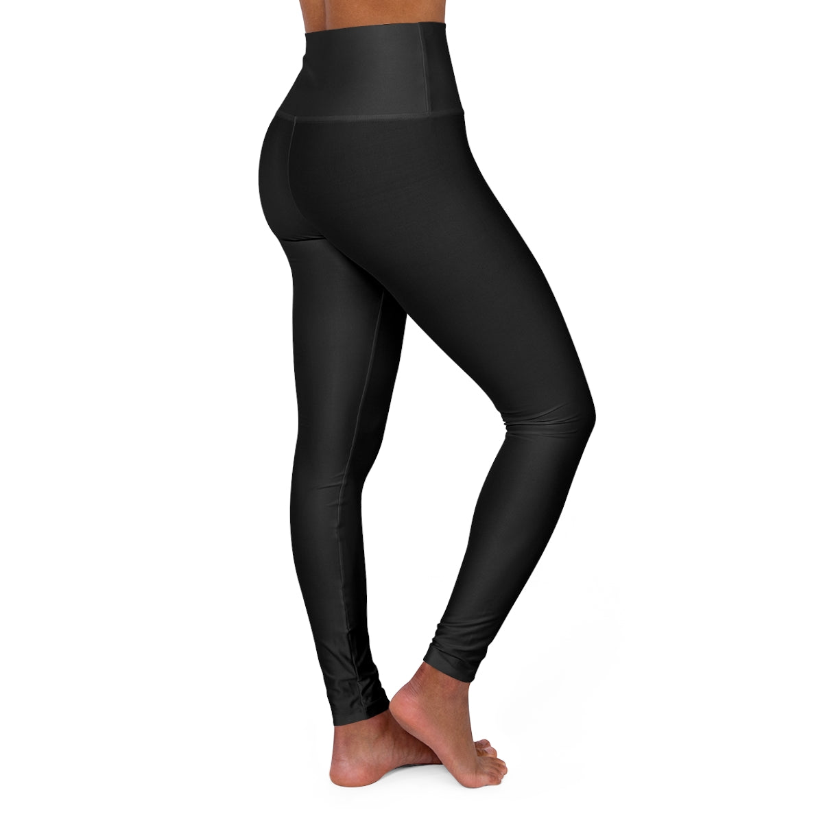 Schwarze Yoga-Leggings mit hohem Bund und blauem Bampire-Logo 